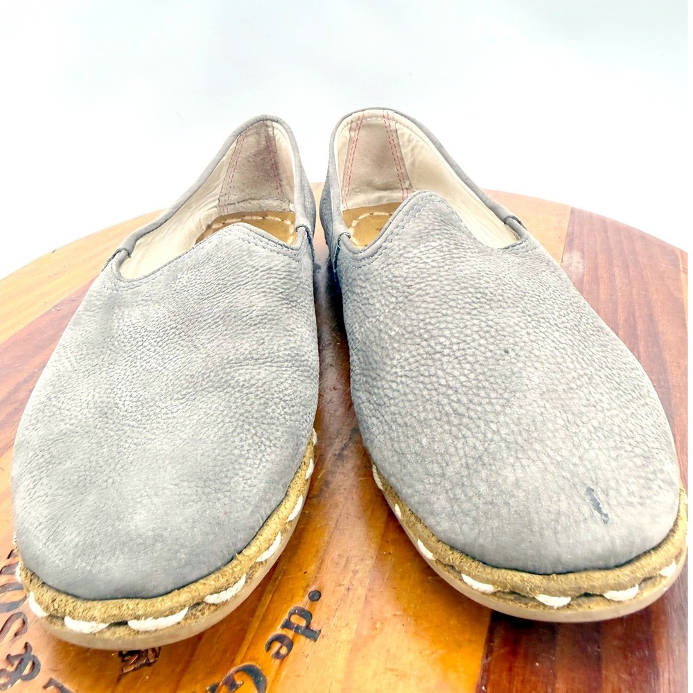 Sabah Slip On Loafers Womens 9 EU 40 Grey Pebbled Leather Handmade Turkey Indie - Picture 5 of 7